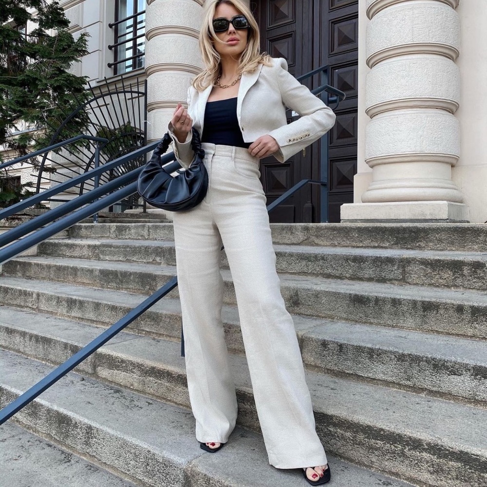 NWT ZARA Full Length Pants Straw XL BLogger’s Favorite